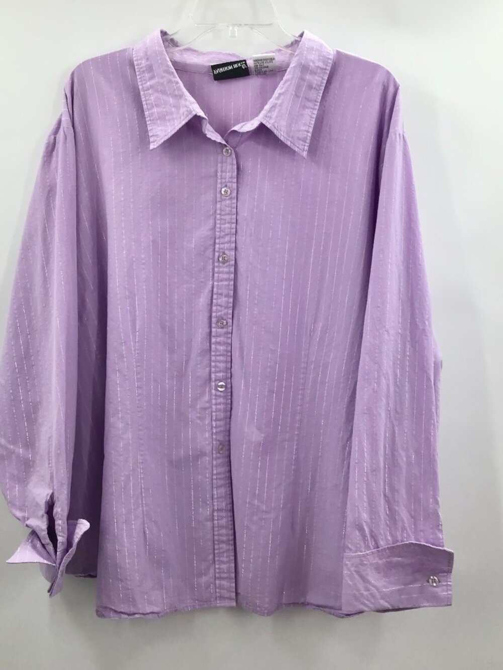 Vintage Women's 30/32 Shirt Lavender Purple Silver Pinstripe French Cuffs Cotton